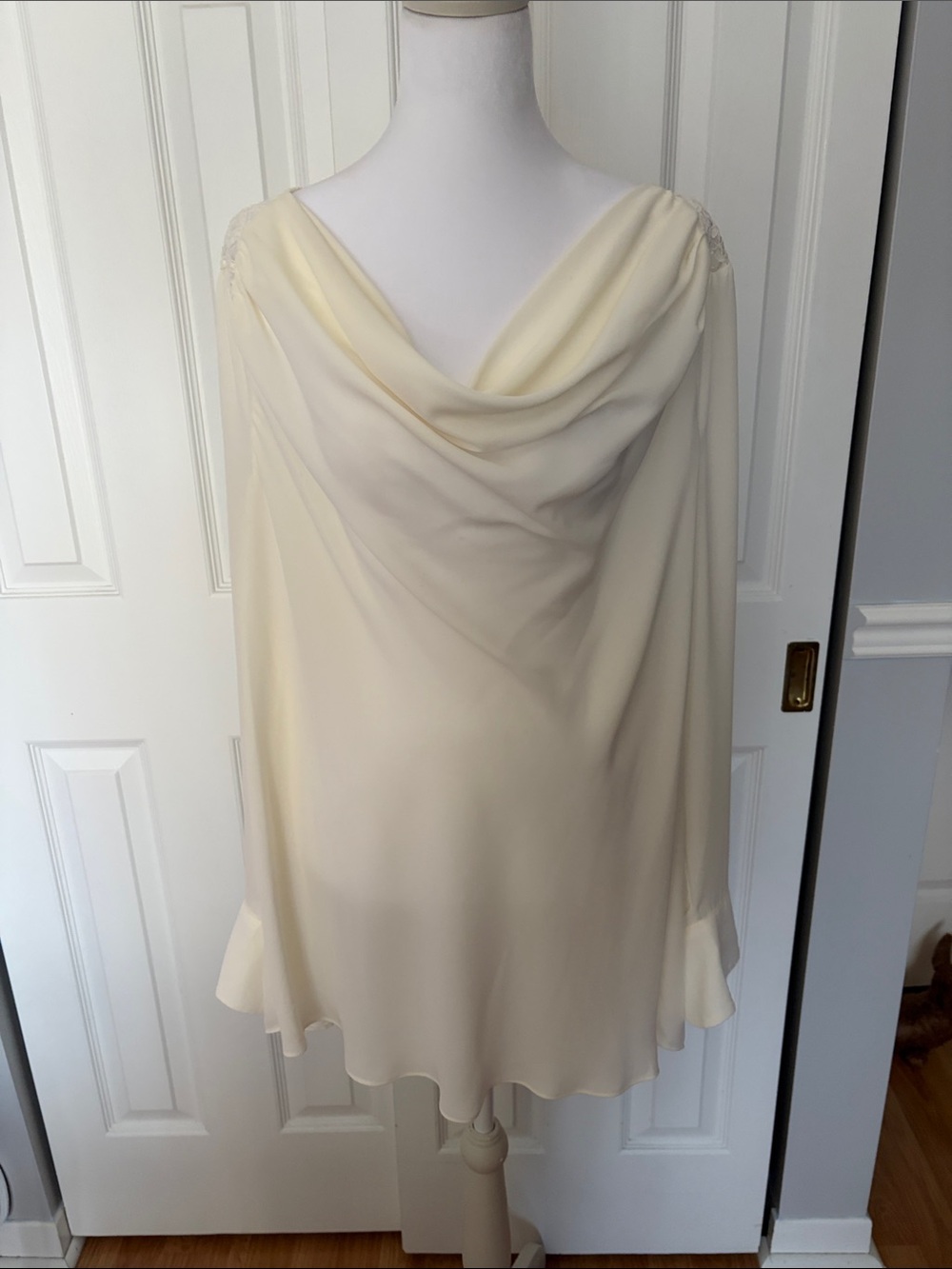 MTL 1980 Chiffon Cowl-Neck Blouse in Cream